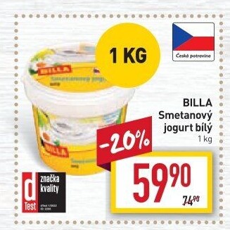 Bílý jogurt smetanový Billa