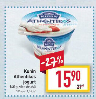 Jogurt ochucený řeckého typu Athentikos Kunín