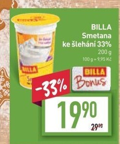 Smetana ke šlehání Billa 33%