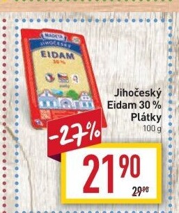 Sýr Eidam Jihočeský 30% Madeta