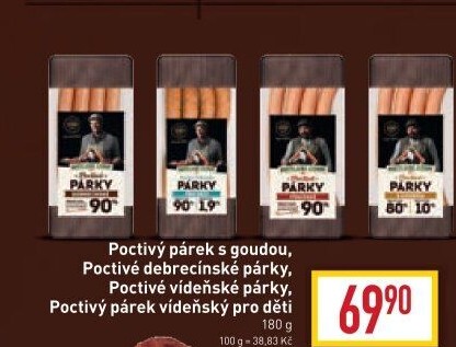 Párky Poctivé s goudou Kostelecké uzeniny