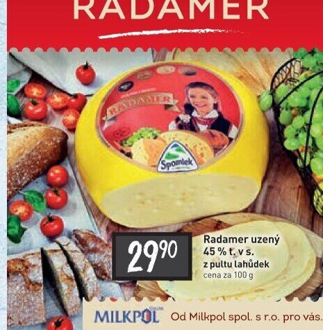Sýr Radamer uzený 45% Spomlek