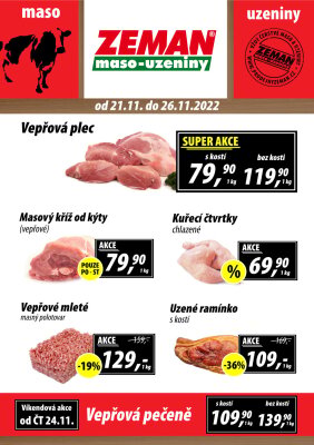 akční leták ZEMAN maso - uzeniny 21.11.2022-26.11.2022