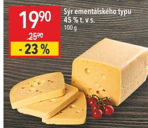 Sýr ementálského typu 45%