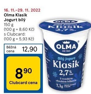 Bílý jogurt Klasik Olma