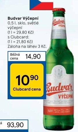 Pivo světlé výčepní Budweiser Budvar