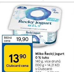 Bílý jogurt řecký 0% Milko