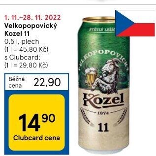 Pivo ležák 11° Velkopopovický Kozel