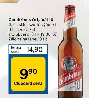 Pivo světlé výčepní Originál 10° Gambrinus