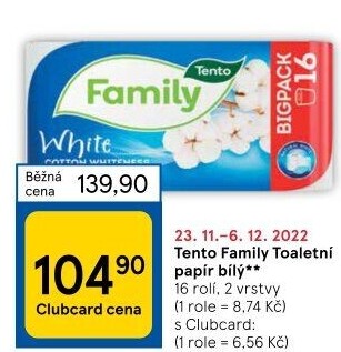 Toaletní papír 2vrstvý Family Tento