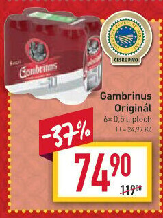 Pivo světlé výčepní Originál 10° Gambrinus