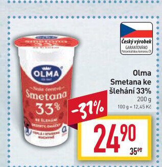 Smetana ke šlehání Olma 33%