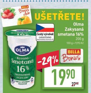 Smetana zakysaná Olma 16%