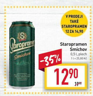 Pivo světlé výčepní 10° Smíchov Staropramen