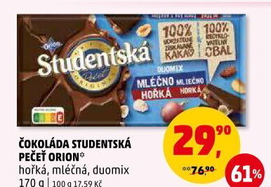 Čokoláda Studentská pečeť Orion