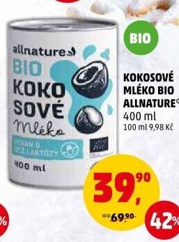 Kokosové mléko bio Allnature