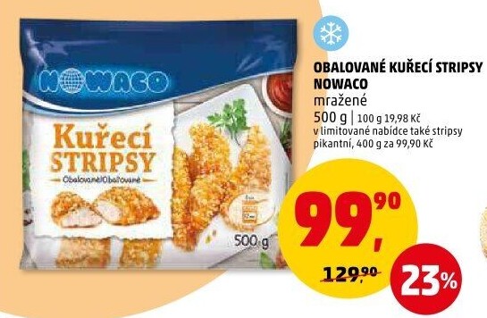 Kuřecí stripsy mražené Nowaco