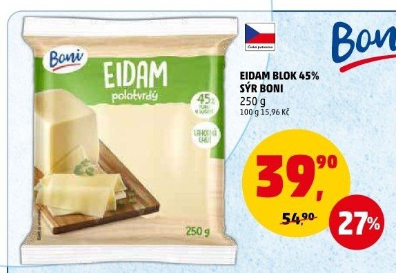 Sýr Eidam 45% Boni