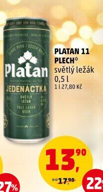 Pivo světlý ležák 11° Platan
