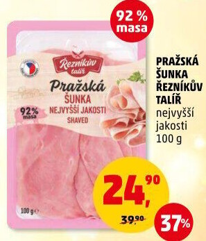 Šunka pražská nejvyšší jakosti Řezníkův talíř