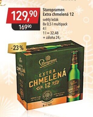 Pivo světlý ležák Extra chmelená 12° Staropramen