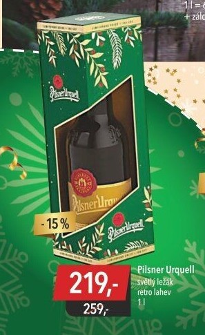 Pivo světlý ležák Retro láhev Pilsner Urquell