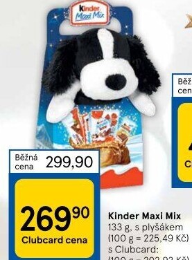 Cukrovinky čokoládové + plyšák Maxi Mix Kinder