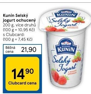 Ochucený jogurt selský Kunín