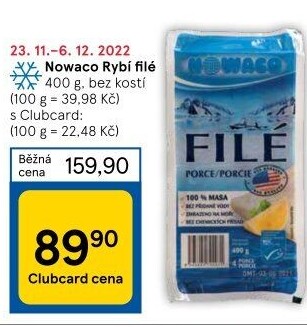 Rybí filé bez kosti mražené Nowaco