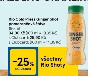 Šťáva Ginger Shot Rio Cold Press