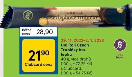 Trubičky bez lepku Uni Roll