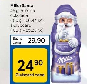 Čokoládový Santa Milka