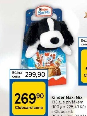 Cukrovinky čokoládové + plyšák Maxi Mix Kinder