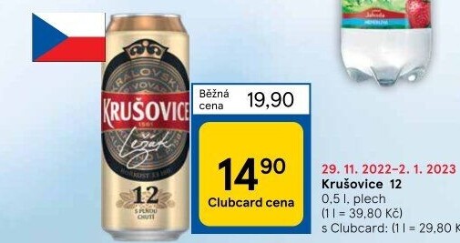 Pivo světlé Královský ležák 12° Krušovice