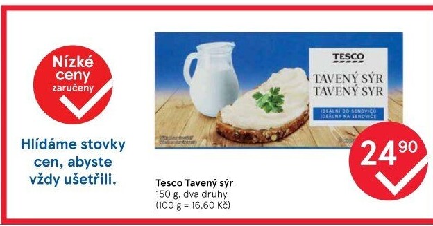 Sýr tavený Tesco