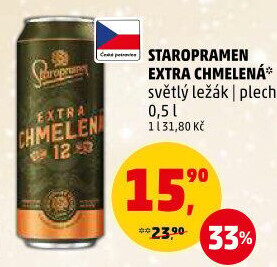 Pivo světlý ležák Extra chmelená 12° Staropramen