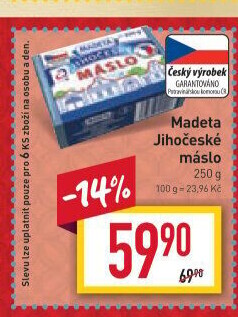 Máslo Jihočeské Madeta