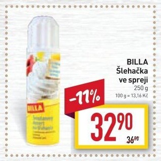 Šlehačka ve spreji Billa