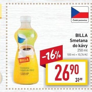 Smetana do kávy Billa