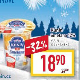 Smetana na vaření Kunín 12%