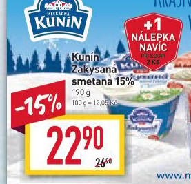 Zakysaná smetana Kunín 15%