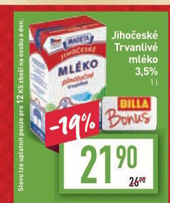Mléko trvanlivé Jihočeské Madeta - 3,5% plnotučné