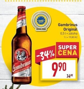 Pivo světlé výčepní Originál 10° Gambrinus