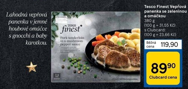 Panenka vepřová se zelenionou a omáčkou Tesco Finest