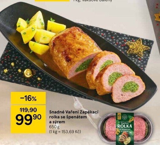 Rolka se špenátem a sýrem Snadné vaření Kostelecké uzeniny