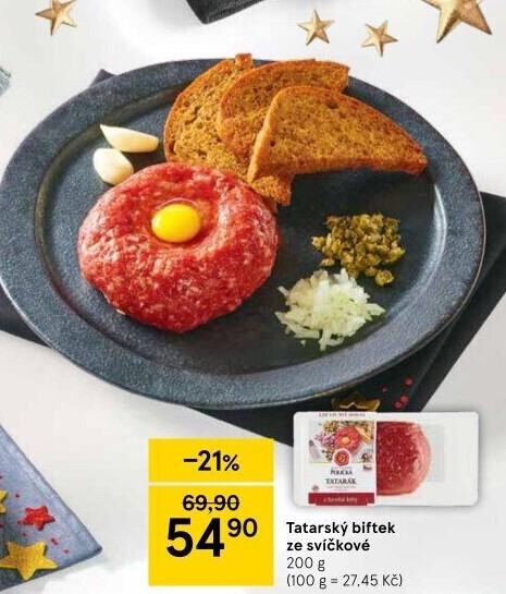 Tatarský biftek z hovězí svíčkové Maso uzeniny Polička