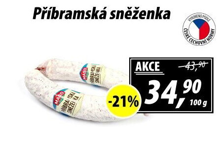 Klobása Příbramská sněženka Příbramská uzenina