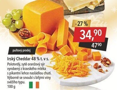 Sýr Cheddar irský 48%