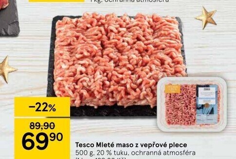 Maso mleté vepřové z plece Tesco