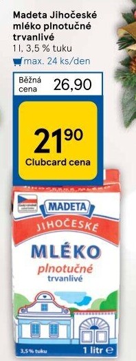Mléko trvanlivé Jihočeské Madeta - 3,5% plnotučné